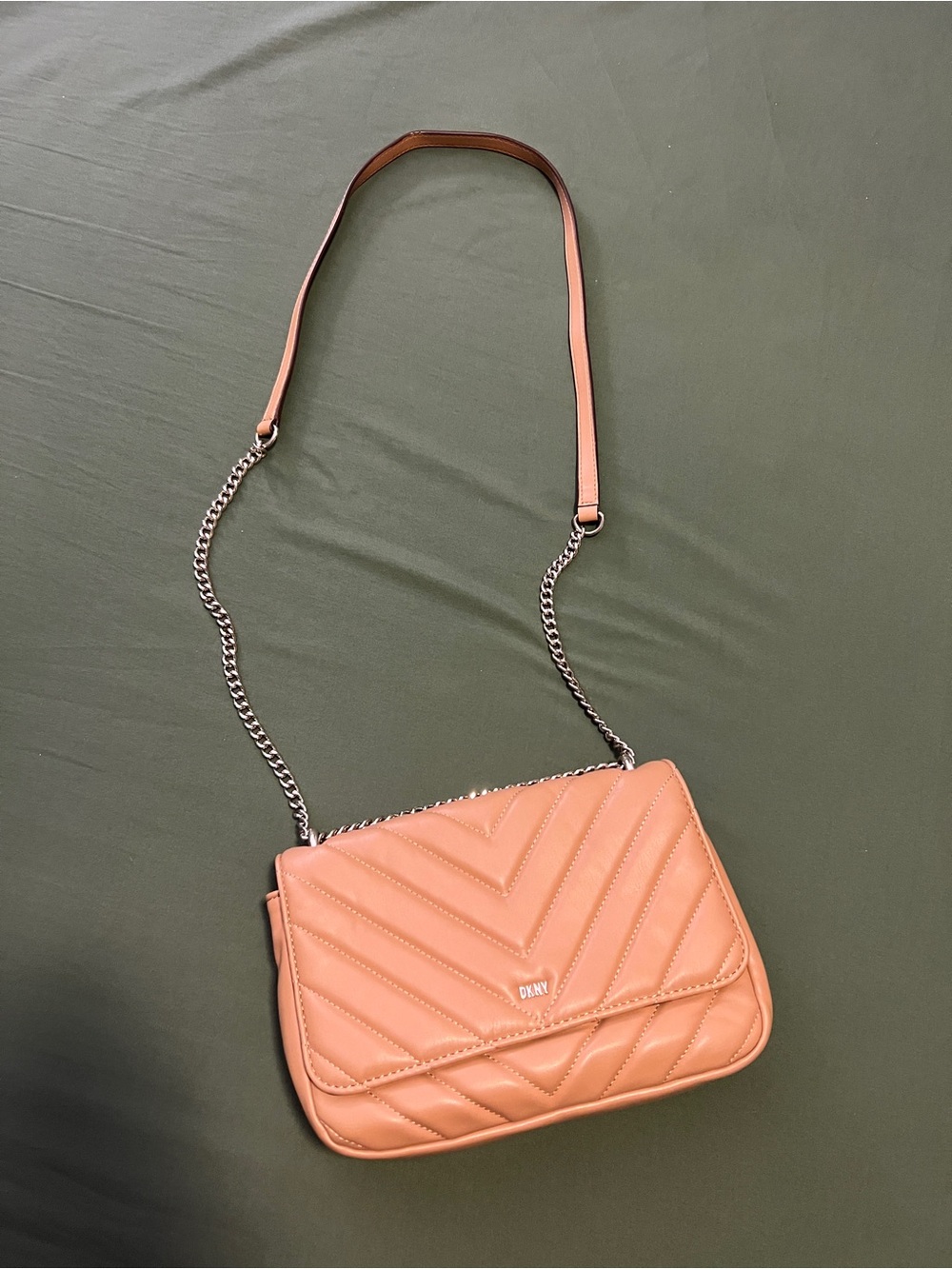 DKNY Tan Quilted Crossbody Bag